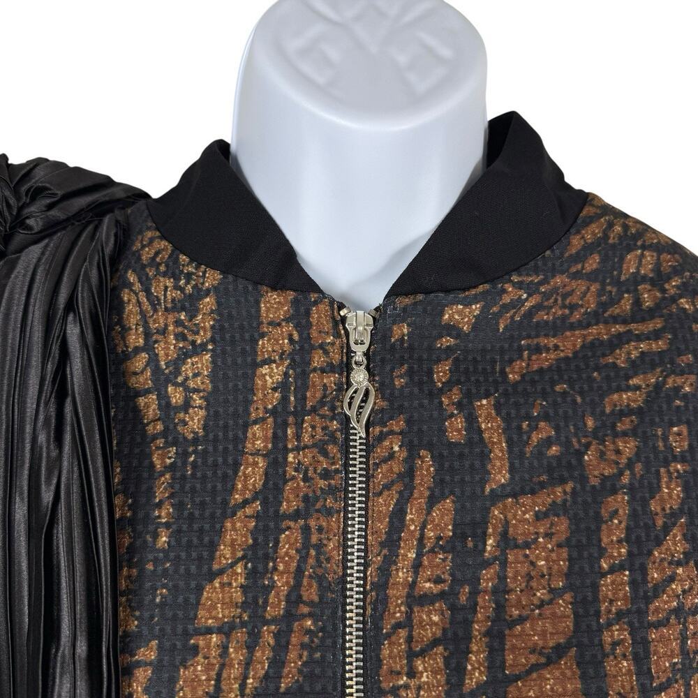 Tuba Ergin Jacket Womens Extra Small Brown Black Indie Bomber Jacket Designer - Picture 4 of 16